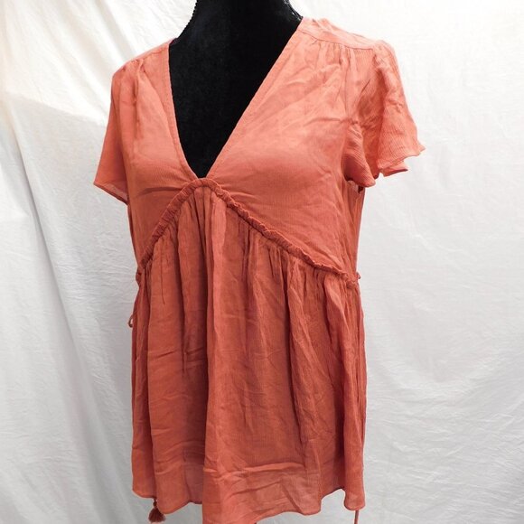 Matilda Jane S Coral Silky Tie Waist Blouse NEW NWT - Picture 2 of 6